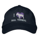 I Love Bull Terriers Embroidered Hat (Blue)