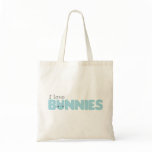 I Love Bunnies Blue Tote Bag