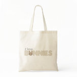 I Love Bunnies Brown Tote Bag