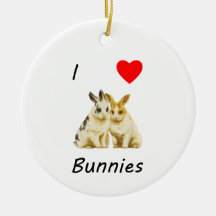 I Love Bunnies Christmas Ornament