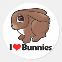 I Love Bunnies Round Sticker