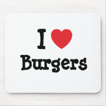 I love Burgers heart T-Shirt Mouse Mat