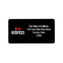 I Love Burpees, Fitness Custom Address Label