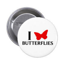 I Love Butterflies Button