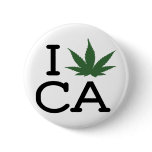 I Love CA - Green Leaf - Button