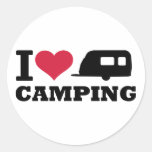 I love camping round sticker