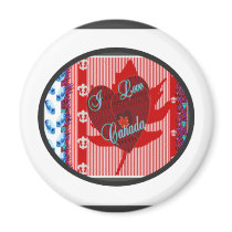 I Love Canada Collection Magnets Round