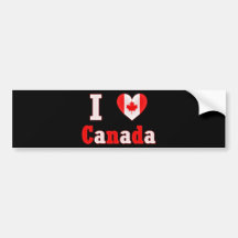 I Love Canada Maple Leaf Heart Bumper Sticker