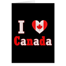 I Love Canada Maple Leaf Heart Greeting Cards