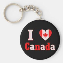 I Love Canada Maple Leaf Heart Keychain