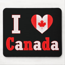 I Love Canada Maple Leaf Heart Mousepads