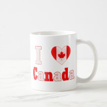 I Love Canada Maple Leaf Heart Mug