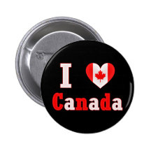 I Love Canada Maple Leaf Heart Pinback Button