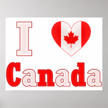 I Love Canada Maple Leaf Heart Print