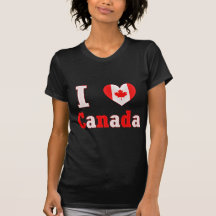 I Love Canada Maple Leaf Heart T-shirts