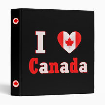 I Love Canada Maple Leaf Heart Vinyl Binder
