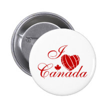 I Love Canada Pinback Buttons
