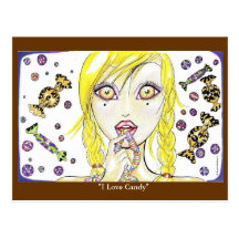 "I Love Candy" Candy Girl Candy Rapper / postcard