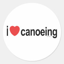 I Love Canoeing Round Stickers