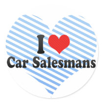 I Love Car Salesmans Round Stickers