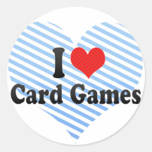 I Love Card Games Round Stickers