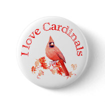 I Love Cardinals Pinback Buttons