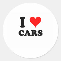 I Love Cars Round Sticker