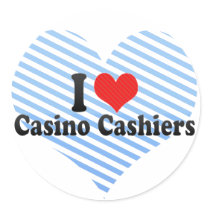 I Love Casino Cashiers Round Stickers