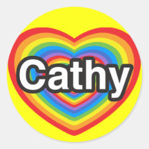 I love Cathy. I love you Cathy. Heart Round Stickers