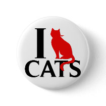 I Love Cats Pinback Buttons