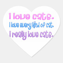 I love cats. I really love cats. Heart Sticker