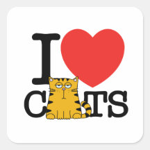 I Love Cats Square Sticker