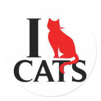 I Love Cats Round Stickers