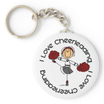 I Love Cheerleading Stick Figure Cheerleader Keychains