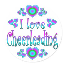 I Love Cheerleading Round Stickers