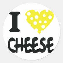 I love cheese icon round stickers