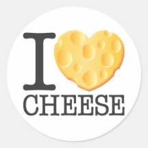 I Love Cheese Round Stickers