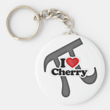 I Love Cherry Pi Pie Fun Keychain