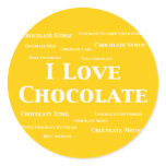 I Love Chocolate Gifts Round Sticker