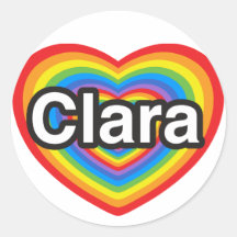 I love Clara. I love you Clara. Heart Round Stickers