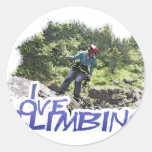 I Love Climbing Hang Dog Round Sticker