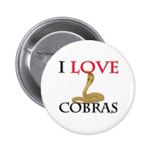 I Love Cobras Pinback Buttons