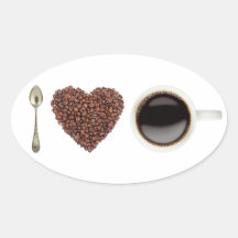 I Love Coffee 01 Oval Stickers