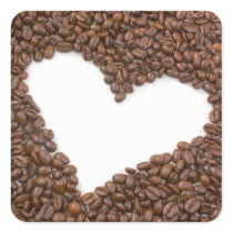 I Love Coffee Square Sticker