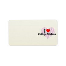 I Love College Station, United States Personalized Address Label