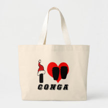 I Love Conga Design Tote Bags