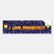 I love connecticut fire and flames bumper sticker