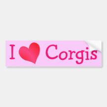 I Love Corgis Bumper Stickers