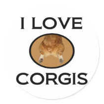 I Love Corgis Round Sticker