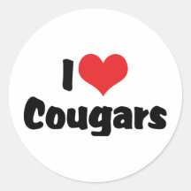 I Love Cougars Stickers